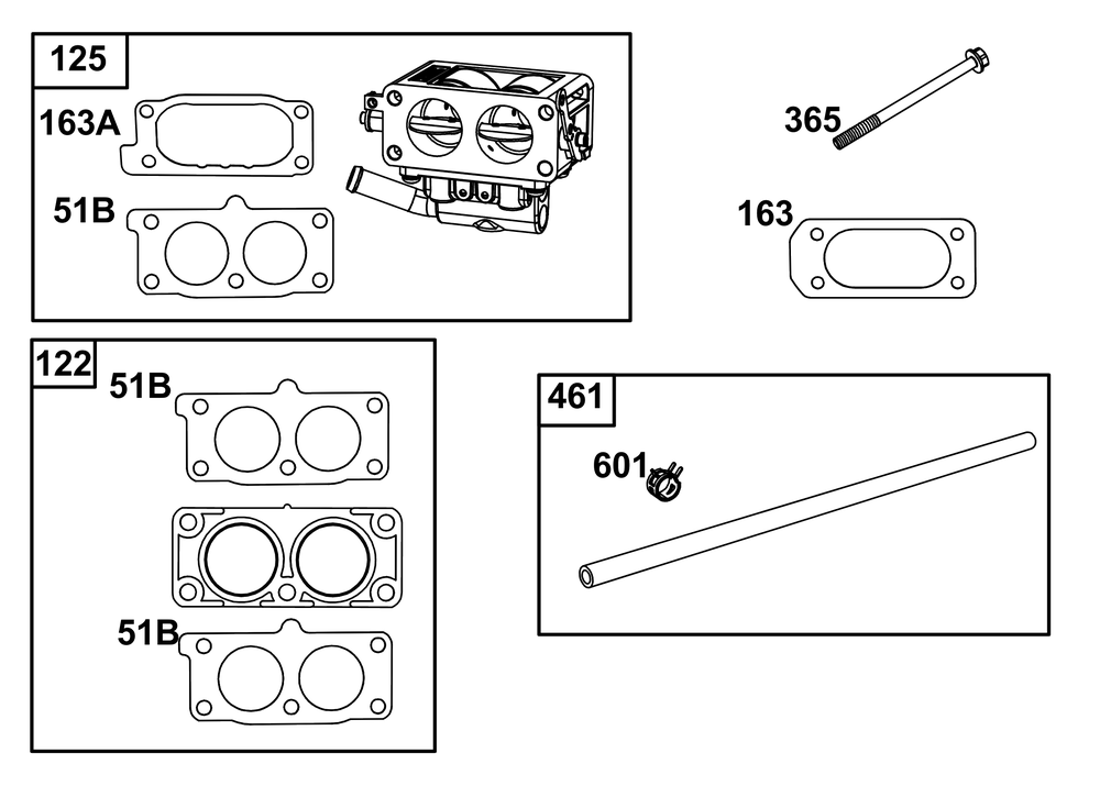 Carburetor And Fuel Supply Group Diagram and Parts List for 613277-0120-E1 400000 - 699999 Briggs and Stratton Engine